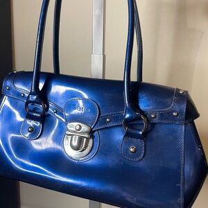 Beijo Shiny Navy Satchel